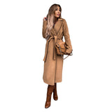 Natasha | Elegant Long Wool Trench Coat with Belt