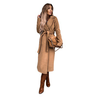 Natasha | Elegant Long Wool Trench Coat with Belt