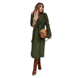 Natasha | Elegant Long Wool Trench Coat with Belt