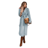 Natasha | Elegant Long Wool Trench Coat with Belt