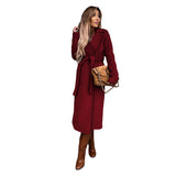 Natasha | Elegant Long Wool Trench Coat with Belt