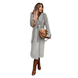 Natasha | Elegant Long Wool Trench Coat with Belt