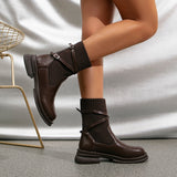Olivia | Brown Ankle Boots with Wrap Straps and Block Heel