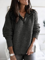 Amelia | Women's Cozy Sweater with Relaxed Fit & Half-Zip Collar