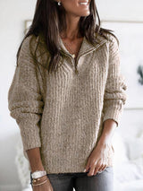 Amelia | Women's Cozy Sweater with Relaxed Fit & Half-Zip Collar