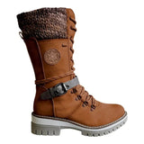 Eva | Women's Lace-Up Winter Boots with Knitted Shaft