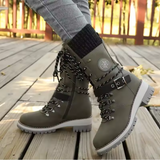 Eva | Women's Lace-Up Winter Boots with Knitted Shaft
