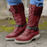 Eva | Women's Lace-Up Winter Boots with Knitted Shaft