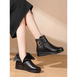 Zara | Women's Black Orthopedic Ankle Boots with Faux Fur Lining