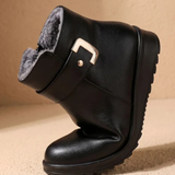 Zara | Women's Black Orthopedic Ankle Boots with Faux Fur Lining