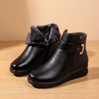 Zara | Women's Black Orthopedic Ankle Boots with Faux Fur Lining